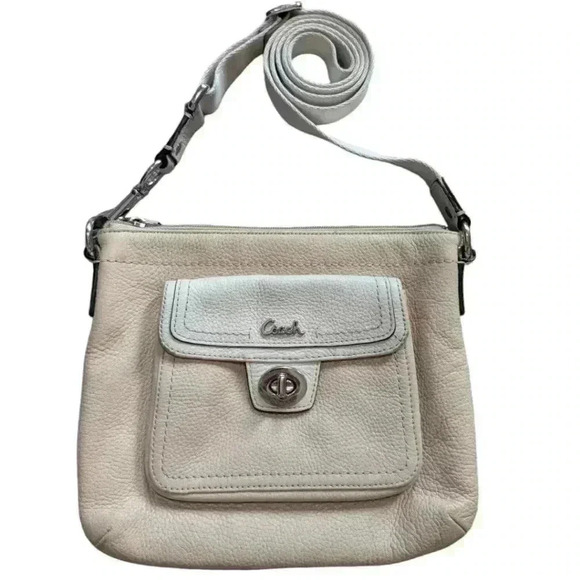 Coach Park Campbell Swingpack Purse Vintage Cream White Leather Silver Women's - Picture 1 of 11